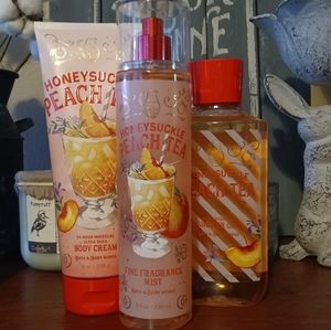 Bath and Body Works Honeysuckle Peach Tea 3 piece set